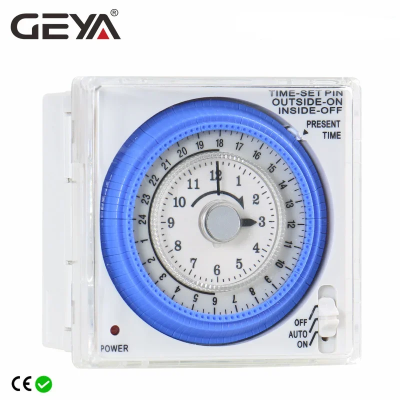 GEYA TB37 Mechanical Din Switch Timer 110V OR 220V 15 Minute Adjustable Timer Manual or Automatic Control