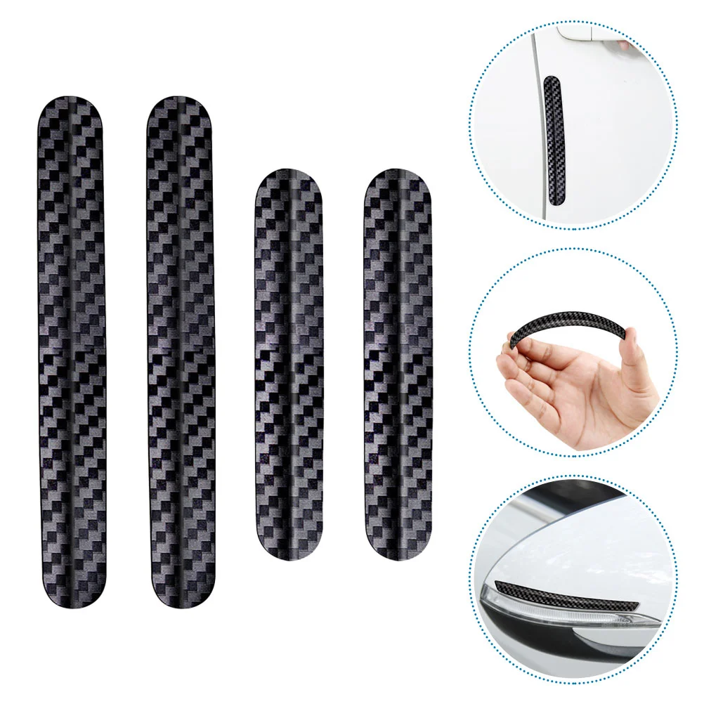 4 Pcs Carbon Fiber Textured Anti collision Strips High Hardness Door Edge Trim Protector Scratch Resistant Car Crash