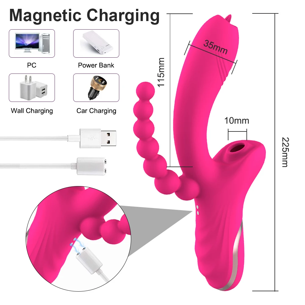 3 in 1 Clit Sucker Dildo Vibrator for Women Clitoris G Spot Tongue Licking Vacuum Stimulator Sex Toys Adult Goods for Female