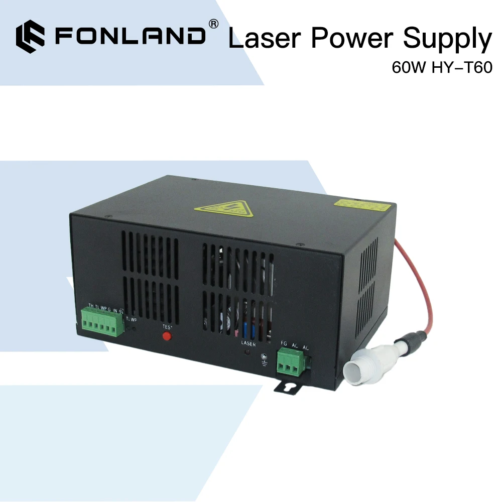 Fonland 60W HY-T60 CO2 Laser Power Supply for CO2 Laser Engraving Cutting Machine HY-T60 T / W Series 110V/220V