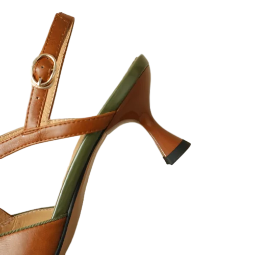 

Women's Sandals,Slippers Leather Square Toe 7cm Heel Sandals for Elegant Ladies Daily Easy Wear Slip-on Shoes French Style