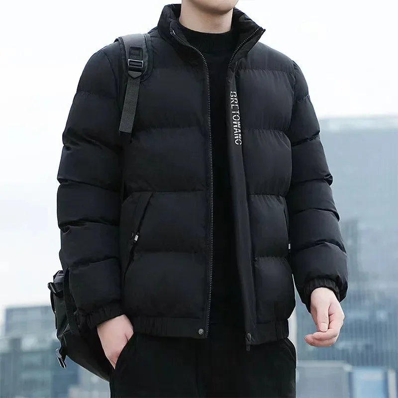 الرجال سترة قطن الشتاء الوقوف طوق دافئ عصري عصري الخبز نمط معطف منتظم صالح الذكور ملابس خارجية الشتاء سترة الرجال #4