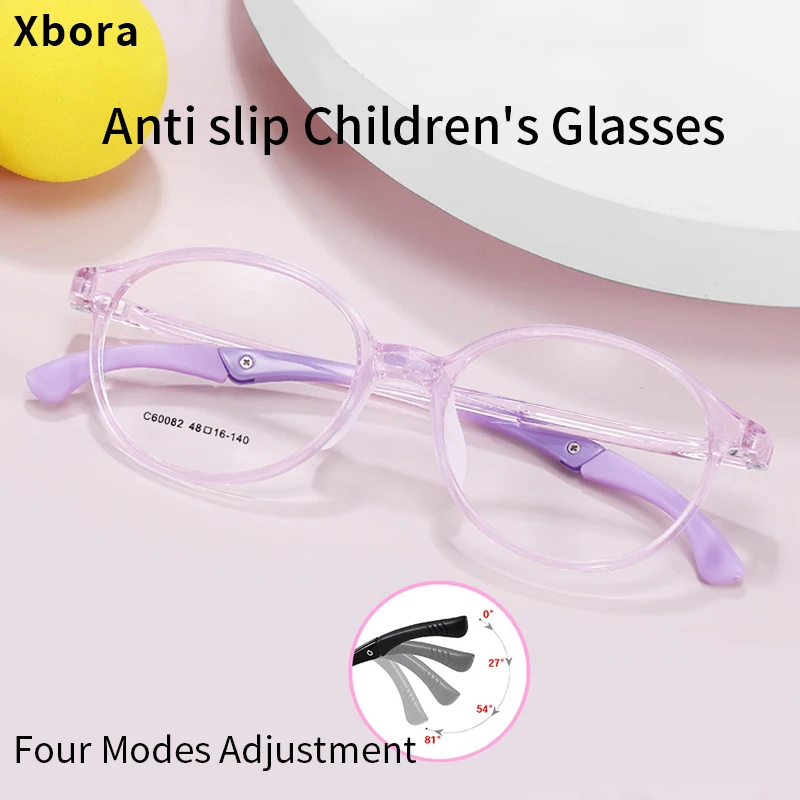 Xbora Ultralight TR90 occhielli rotondi in Silicone per bambini, montatura da vista retrò, flessibile, occhiali da vista per ragazzi e ragazze 60082