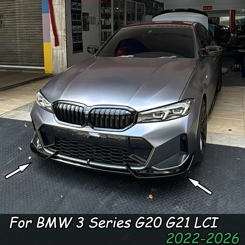 Car Front Bumper Splitter Lip For BMW 3 Series G20 G21 LCI 2022 2023 2024 2025 2026 Spoiler Diffuser Guard Body Kit Cover Tuning