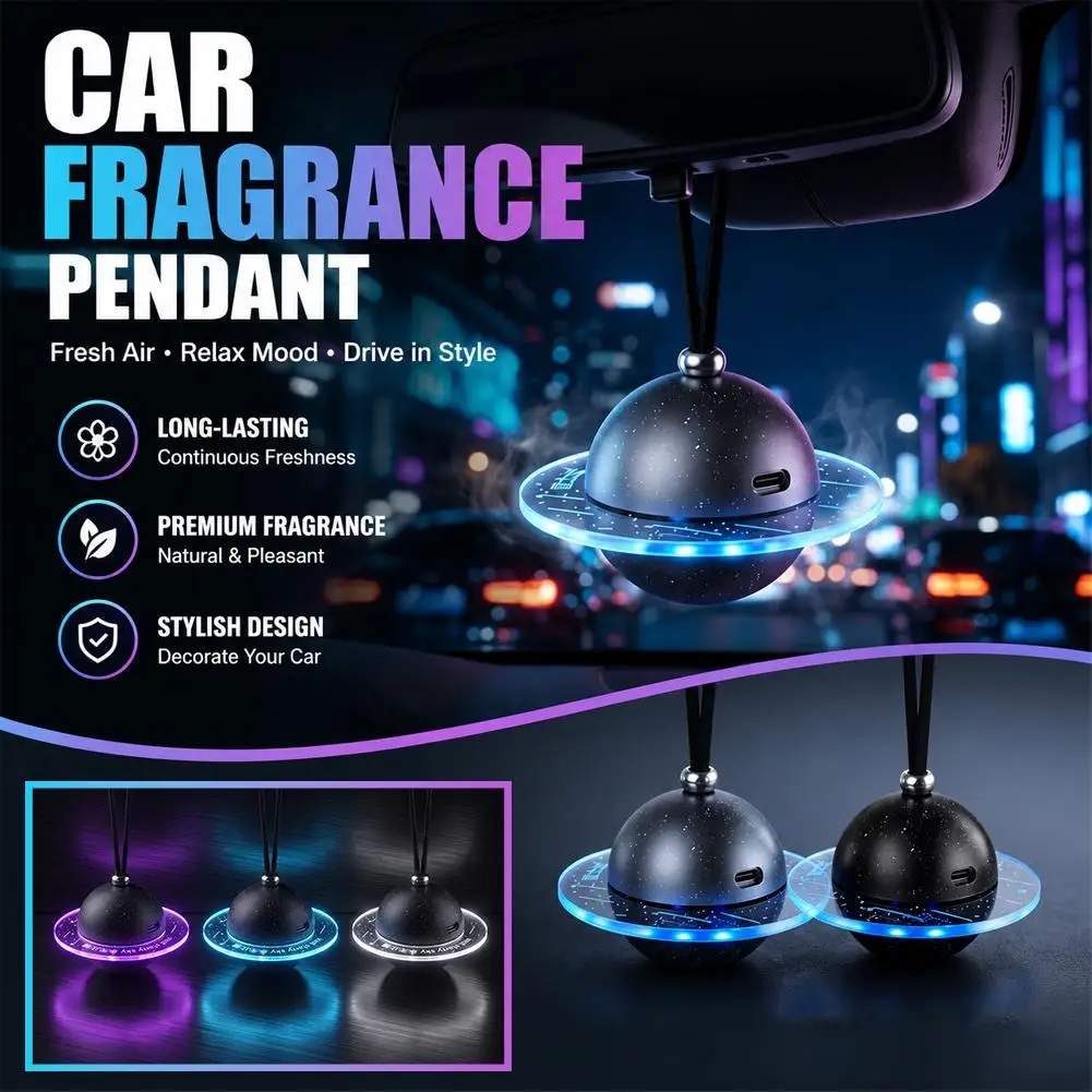 Planet Induction Car Aroma Diffuser with Starry Ambient Light，Multi-color ambient lights, free switching, long-lasting scent