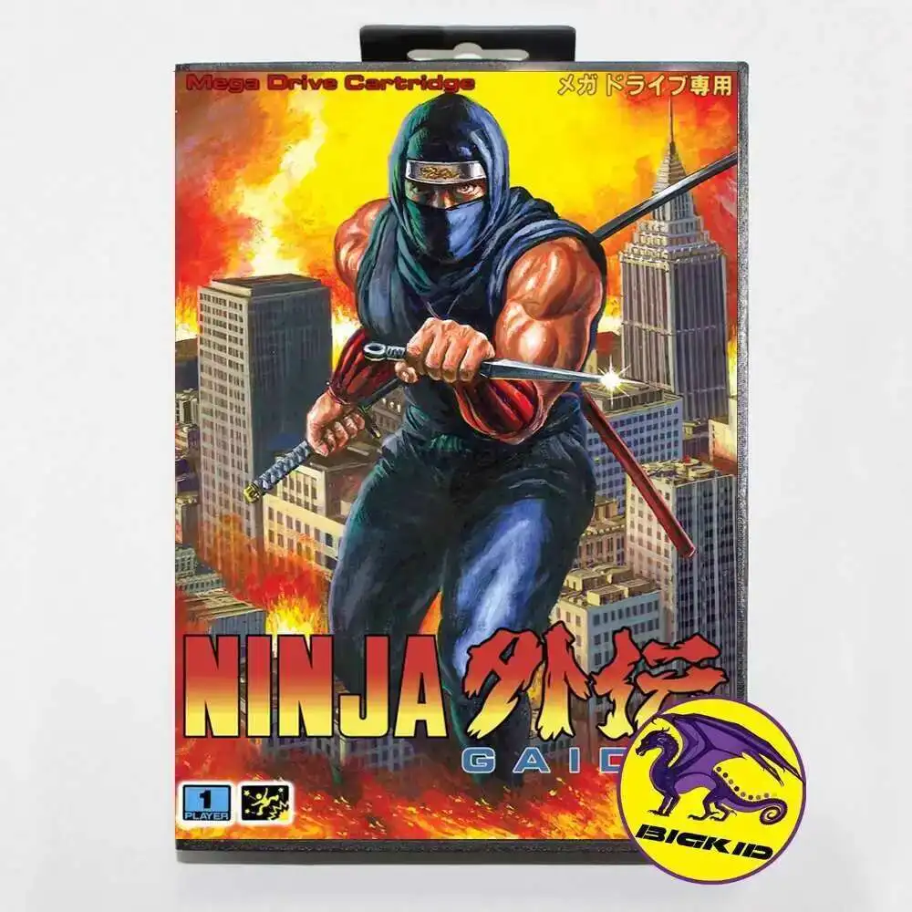 بطاقة ألعاب مع صندوق بيع بالتجزئة ، نينجا ، جايدن ، سيجا ، محرك ميجا ، نظام نشأة ، 16 بت ، عربة MD ، عرض رائع