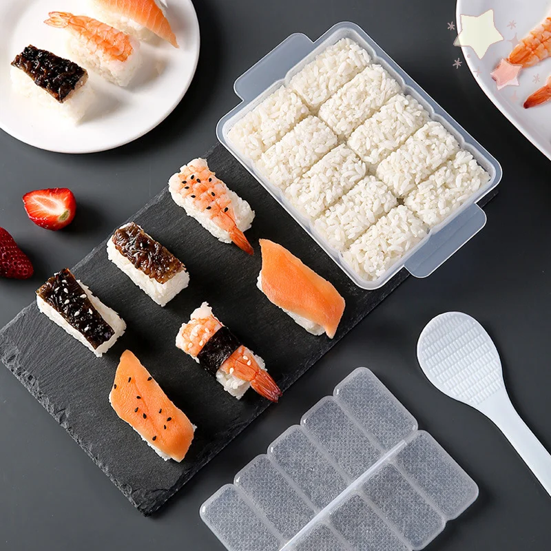 10grids Rice Ball Set Mini Square Sushi Roll Mold Bento Press Mold Food Diy Tools Restaurant Kitchen Accessories With Rice Spoon