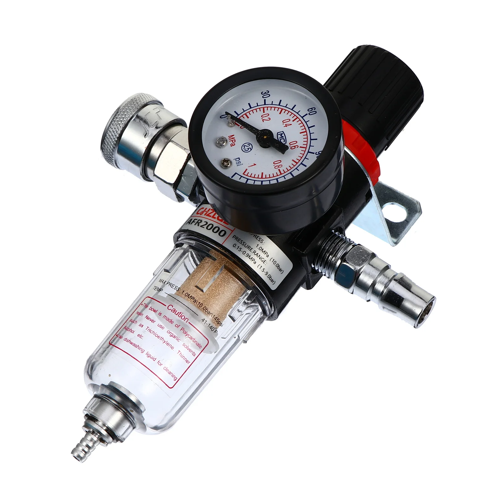 

Air Compressor Filter Water Separator Regulator 1/4 Inch Black Aluminum Alloy with Gauge Pneumatic Air Tool Accessories