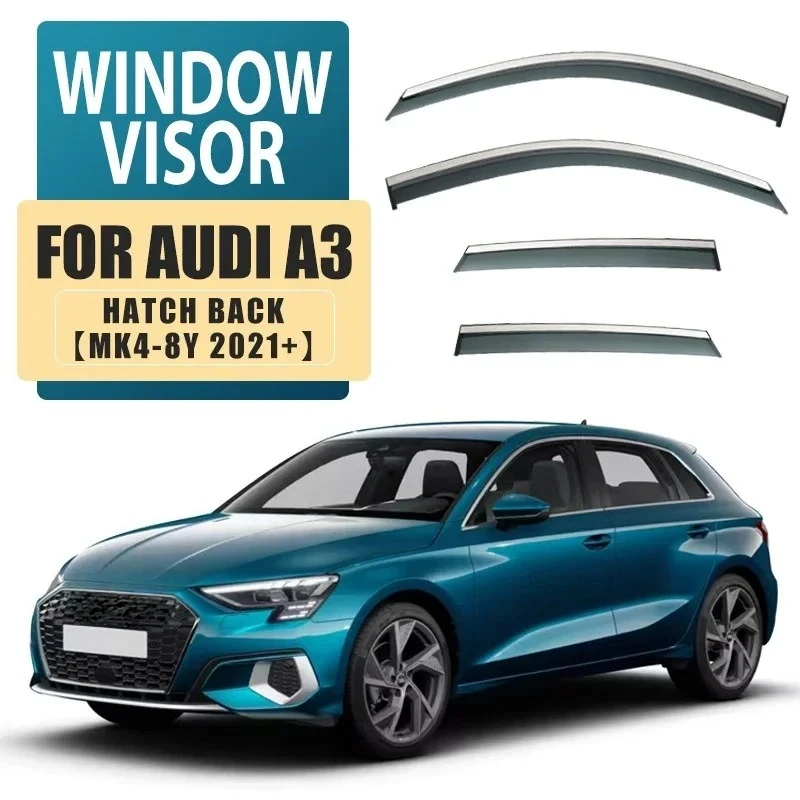 Visera de ventana de coche para Audi A3 Hatchback Audi A3 Sportback visera de ventana brillo ventana lateral Deflector visera tonos Ventvisor tira