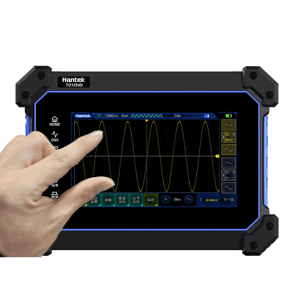 Hantek TO1112D TO1254D Touch Screen Digital Oscilloscope 2CH/4CH 110/250MHz USB Osciloscopio + 25Mhz Signal Source + Multimeter