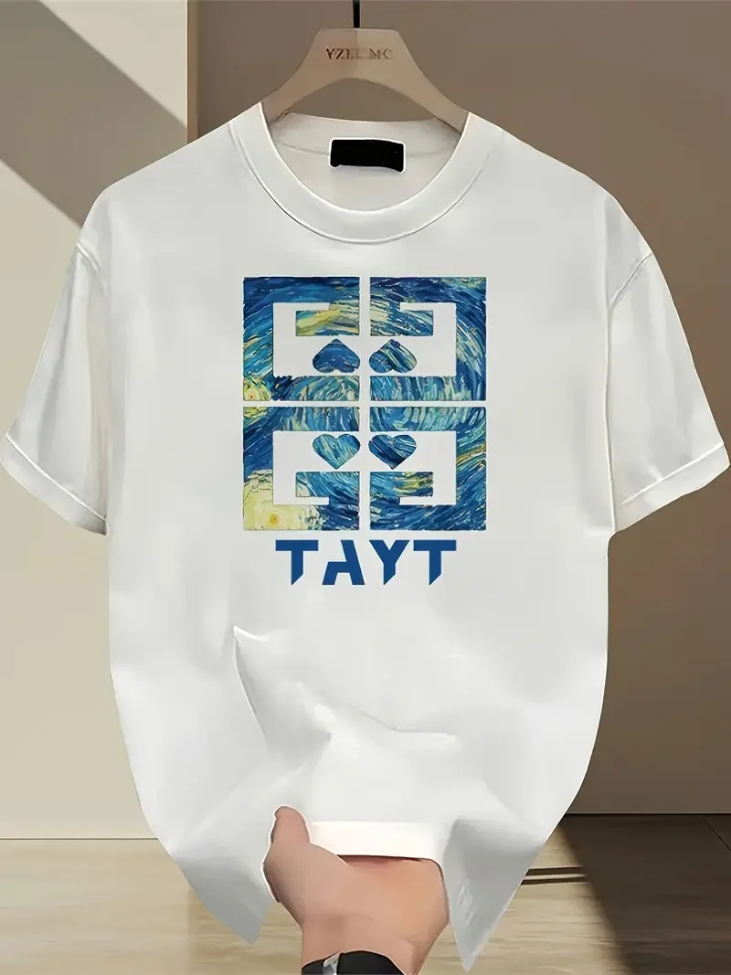 

Men's Clothing 100% Cotton With T-TAYT Print Graphic Summer Tops Y2k Women's Oversize T-shirt Streetwear Vintage Personalized