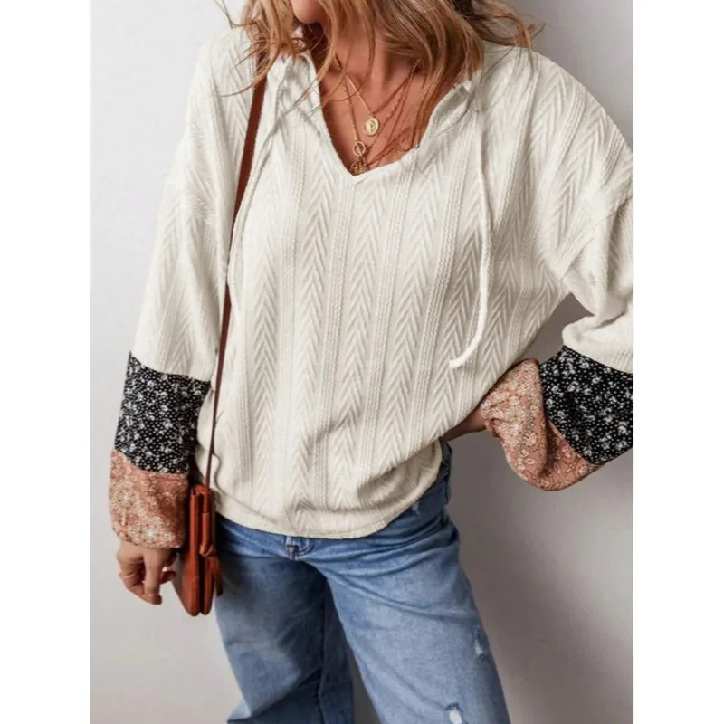 เสื้อผู้หญิงไซส์ใหญ่ 1XL-5XL ลายดอกไม้ ทรงหลวม คอเหลี่ยม แขนสั้น พิมพ์ลาย แต่งระบาย