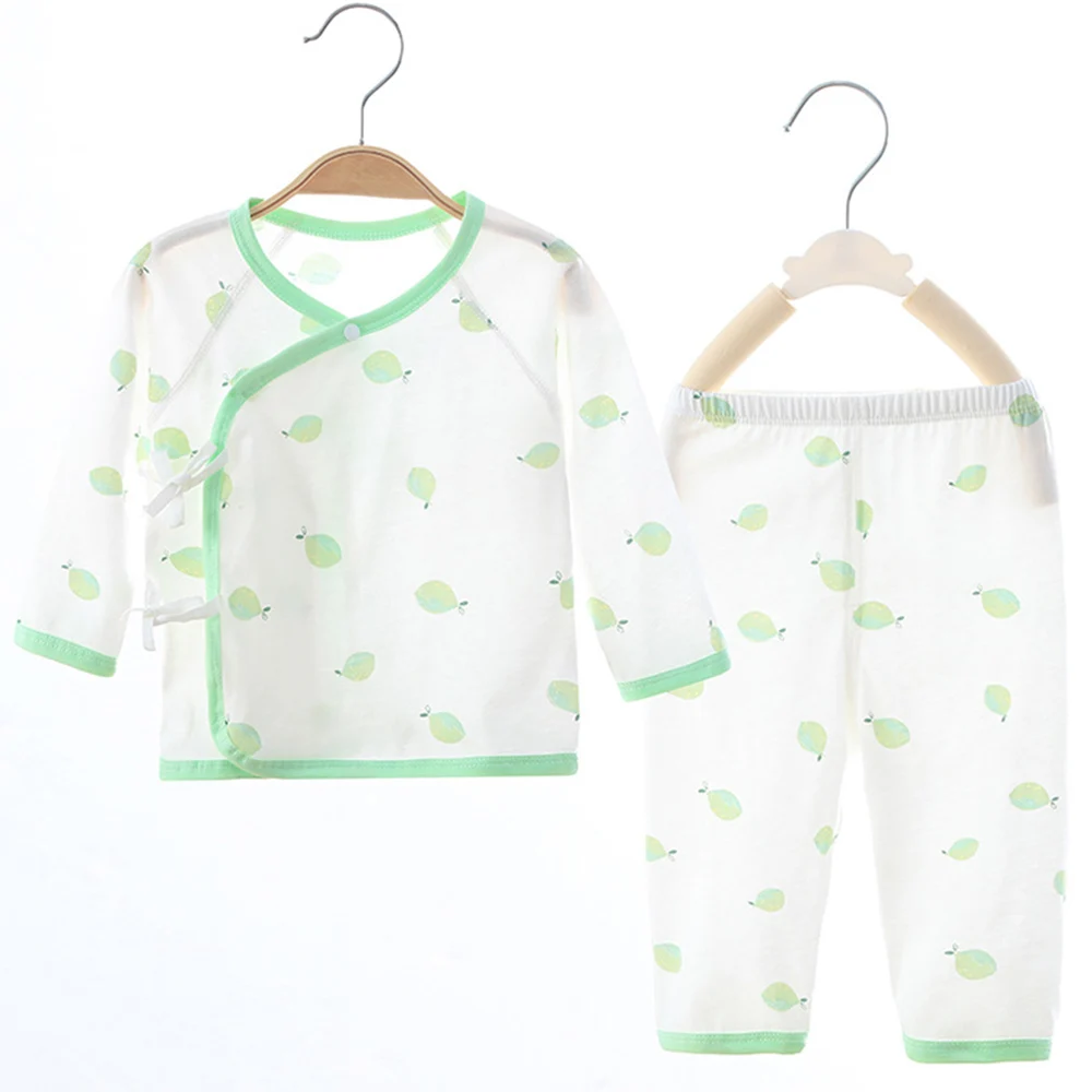 Baby Clothing Sets Cotton Summer Thin Type Long Sleeve Tops Pants Two Pieces 0-3 Months Unisex Boy Girl Newborn Clothes