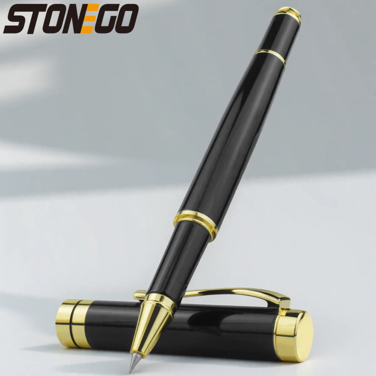 

Metal Rollerball Pens Stainless Steel Housing Black Elegant Executive Business Writing Tool