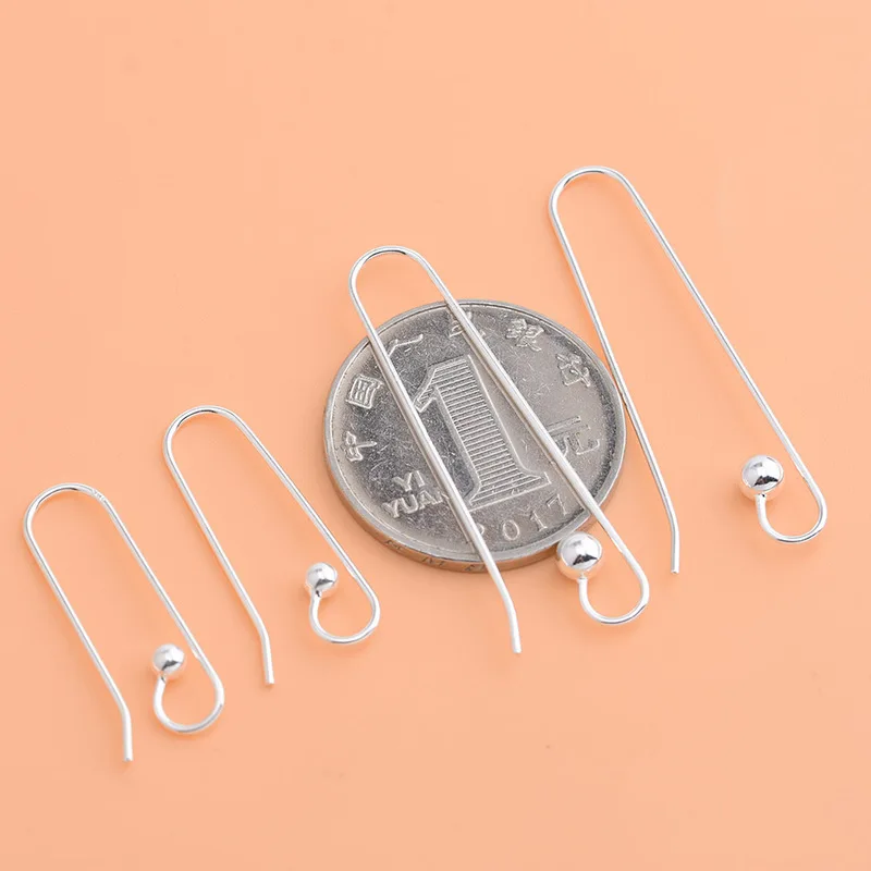 Wholesale 5pairs/pack Real Solid Sterling 925 Silver Hooks 26mm 40mm Pure 925 Silver Earring Hook Hand Made jewelry