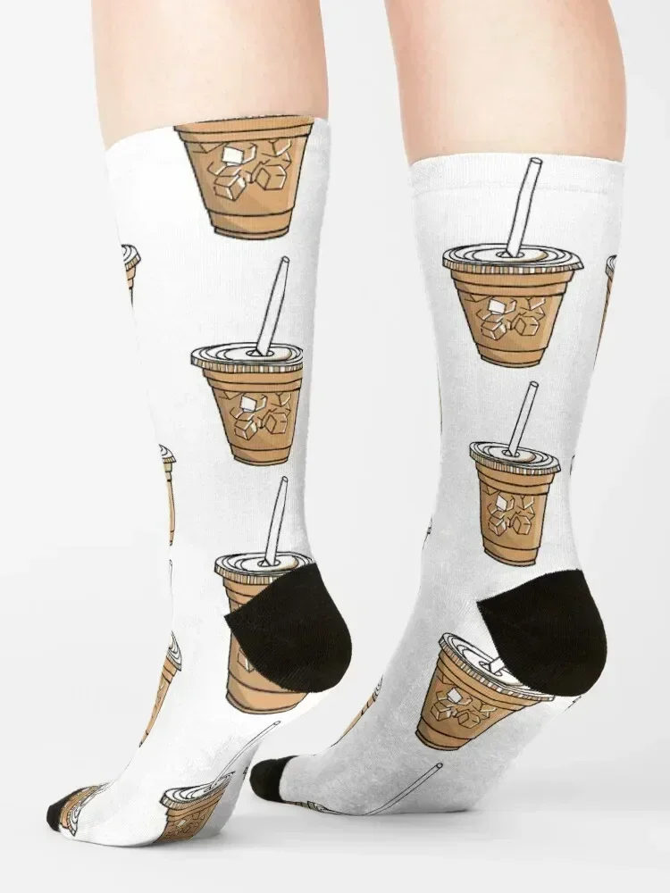 iced-coffee Socks floral Men's with print crazy Socks Ladies Men's