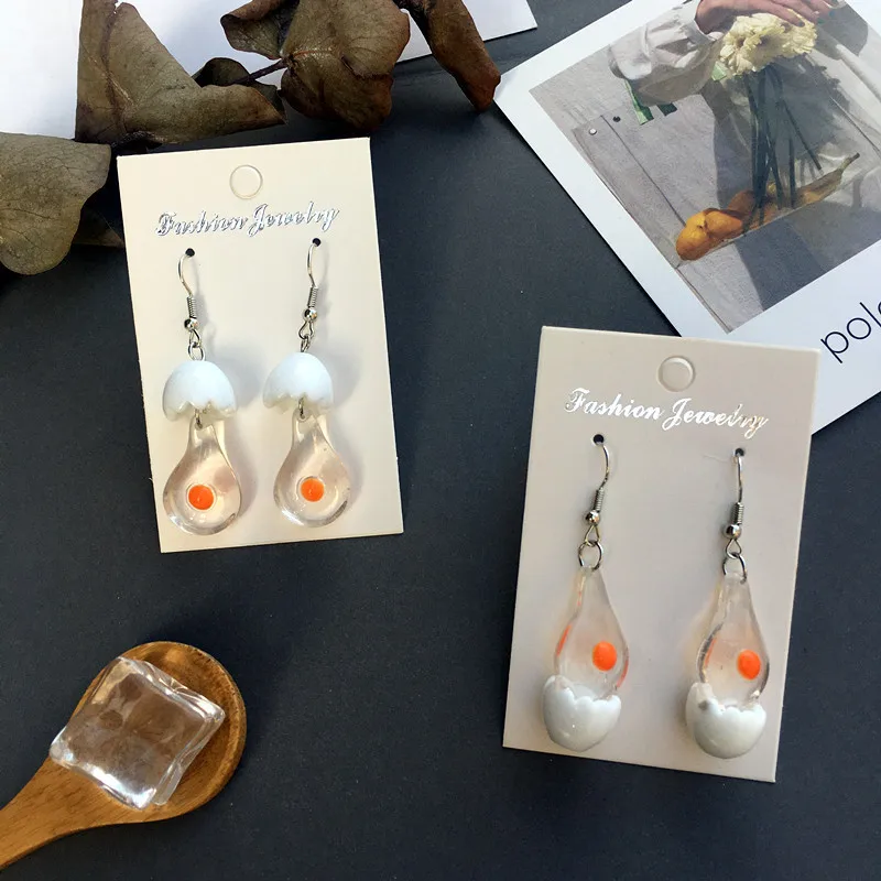 Funny Egg Simulation Dangle Earrings Creative Handmade Egg White Yolk Shape Food Drop Earrings Unique Female Jewelry New Arrival