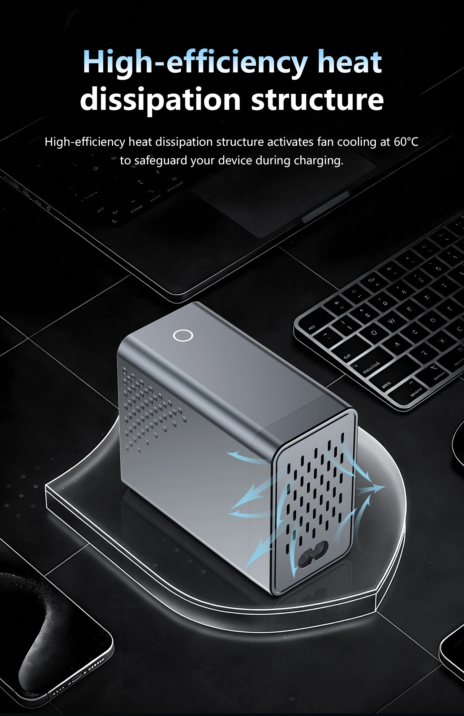 140W 6-Port GaN USB-C Ladestation mit LCD Smart Display Desktop-Schnellladegerät für Mehrere Geräte – Detail 12