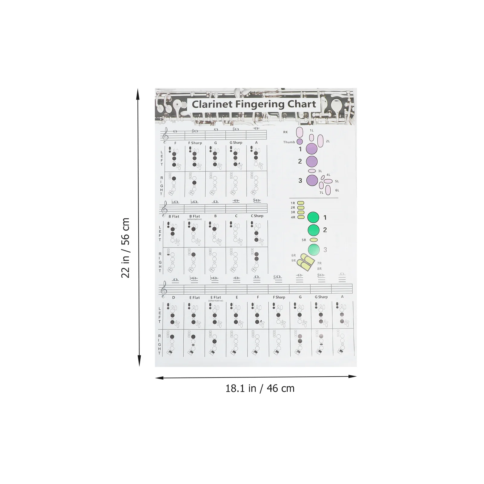 

1Pcs Clarinet Chord Learning Reference Excellent Manufacturing Technology for Easy Practice Clarinet Chart Chart
