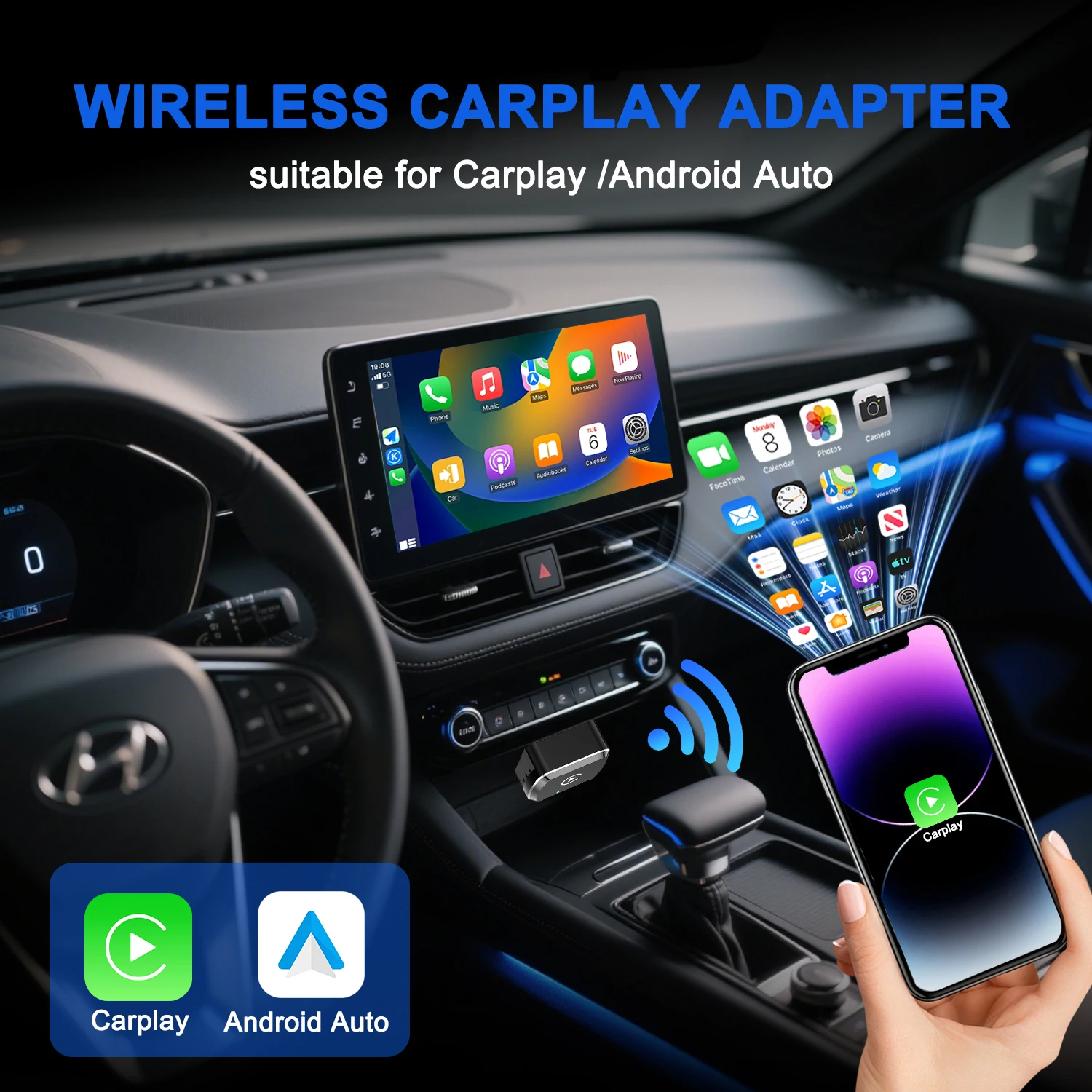 CarPlay أندرويد السيارات محول لاسلكي USB دونغل 5G واي فاي سيارة صندوق صغير التوصيل والتشغيل العالمي لتويوتا هوندا نيسان فورد VW