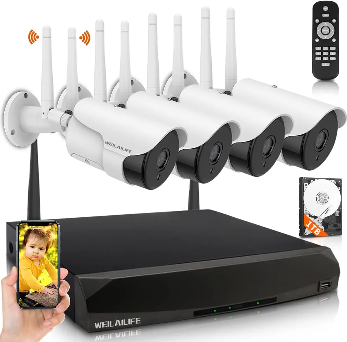 

2-Way Audio Outdoor Wireless Security Camera System, WiFi Video Surveillance, Home