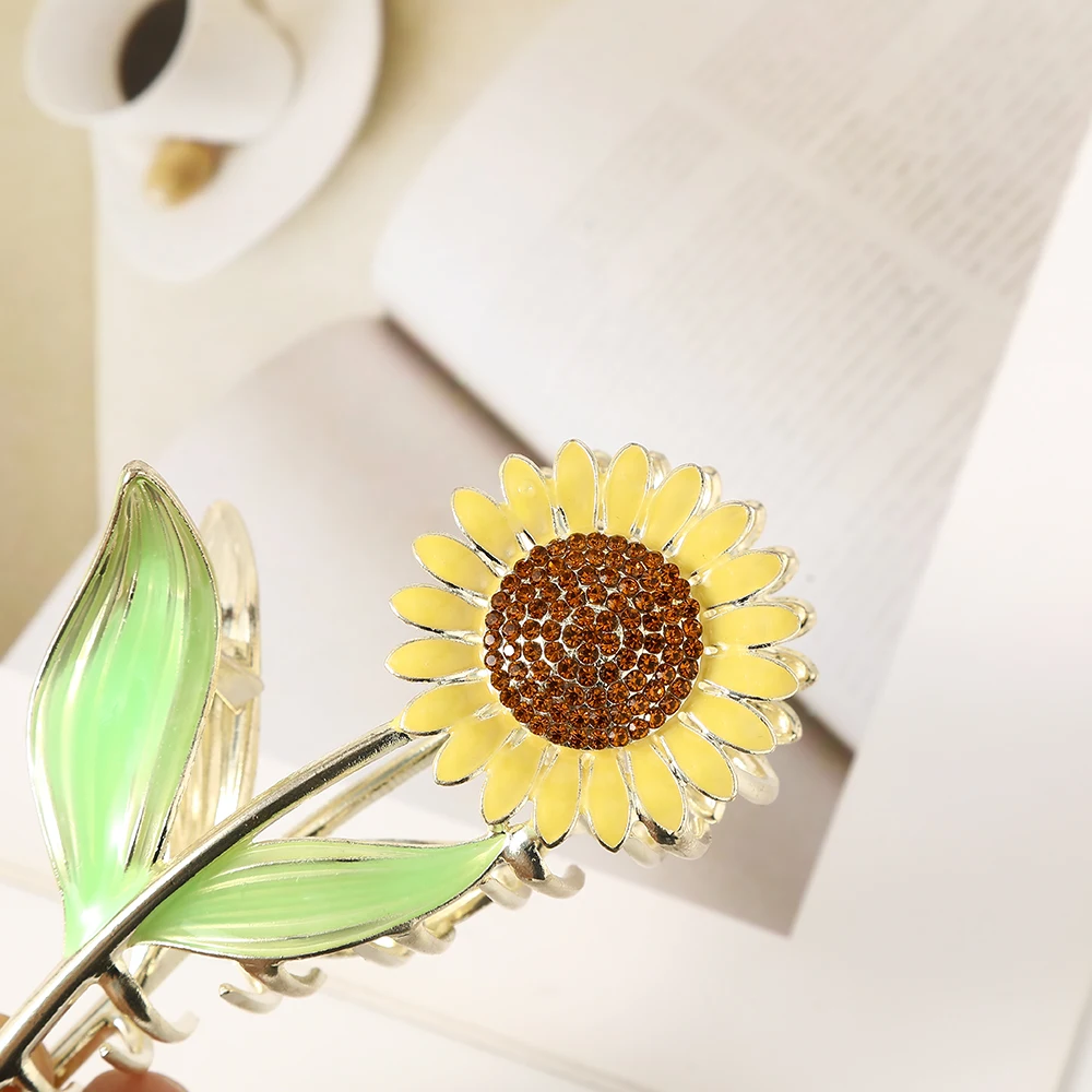 Molans Large Sunflower Flowers Hair Claw Hairpin Clips Hair Styling Women Girls Hair Accessories Metal Gripper Headdress