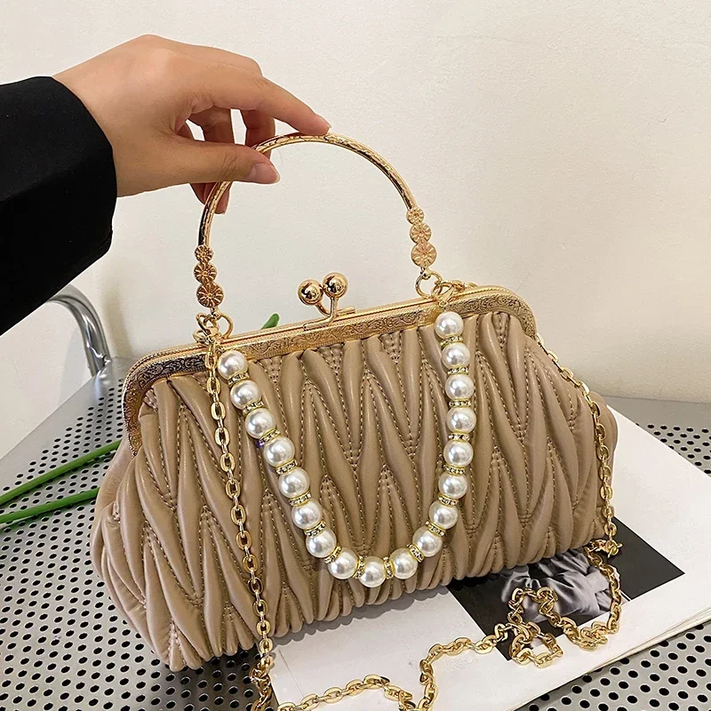 PU Leather Women Evening Bag Chain Shoulder Messenger Bag Shell Clip Designer Handbag Fashion Purse Party Wedding Clutch C592