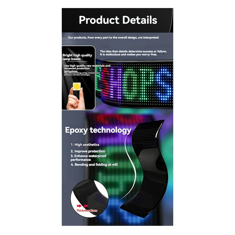 Programmable LED Car Sign Multilingual Display With Remote APP Scrolling Advertising Screen Pixel Matrix Panel