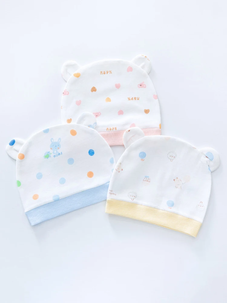 0-3 mois nouveau-né chapeau fœtal pur coton bébé pull casquette doux enfants printemps automne chaud bonnets mignon dessin animé oreilles enfants Bonnet