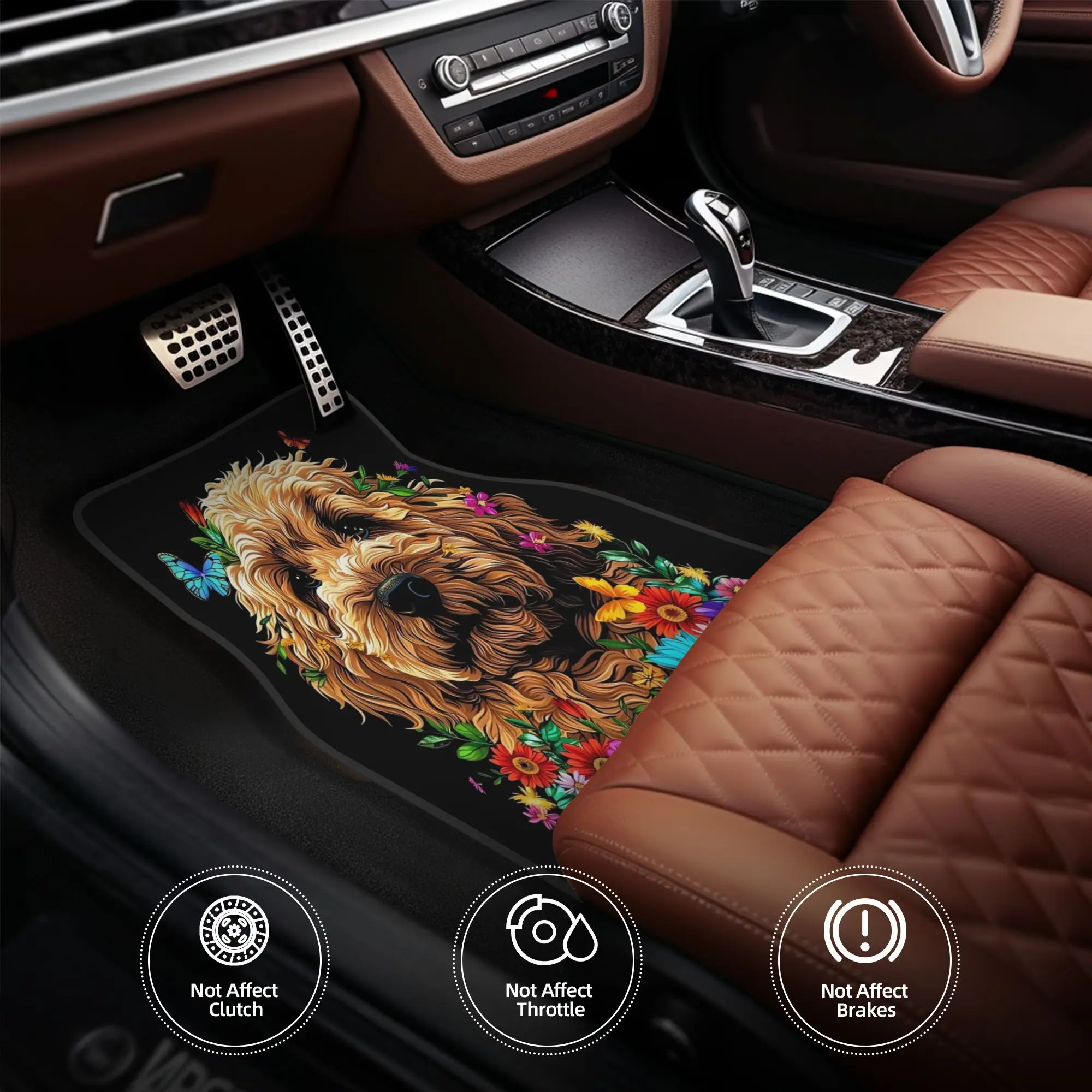 4pcs Funny Poodle & Shih Tzu-like Roosterapoo Dog Design Car Floor Mats - Non-Slip, Durable, All-Weather, Fit For Cars (Driver/P