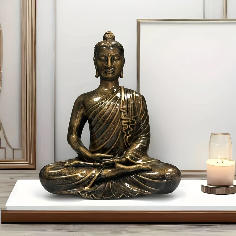 Buddha Statue Resin Zen Meditation Seated Figurine Sculpture for Home Living Room Decor, Temple Decoration, Buddhist Ornament - view 2