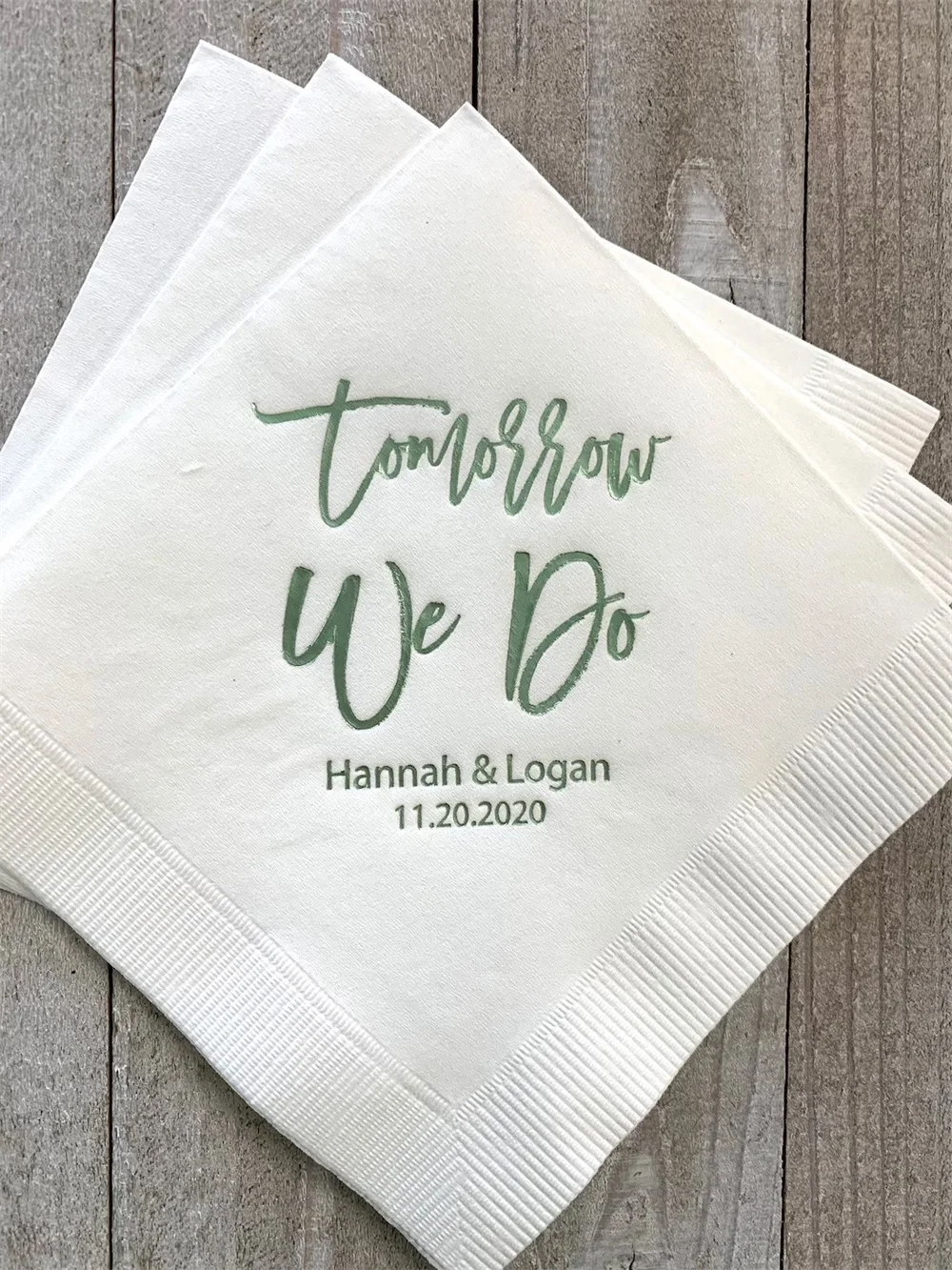 

50pcs Personalized Rehearsal Napkins Custom Printed Tomorrow We Do Beverage Luncheon Dinner Guest Towel Napkins