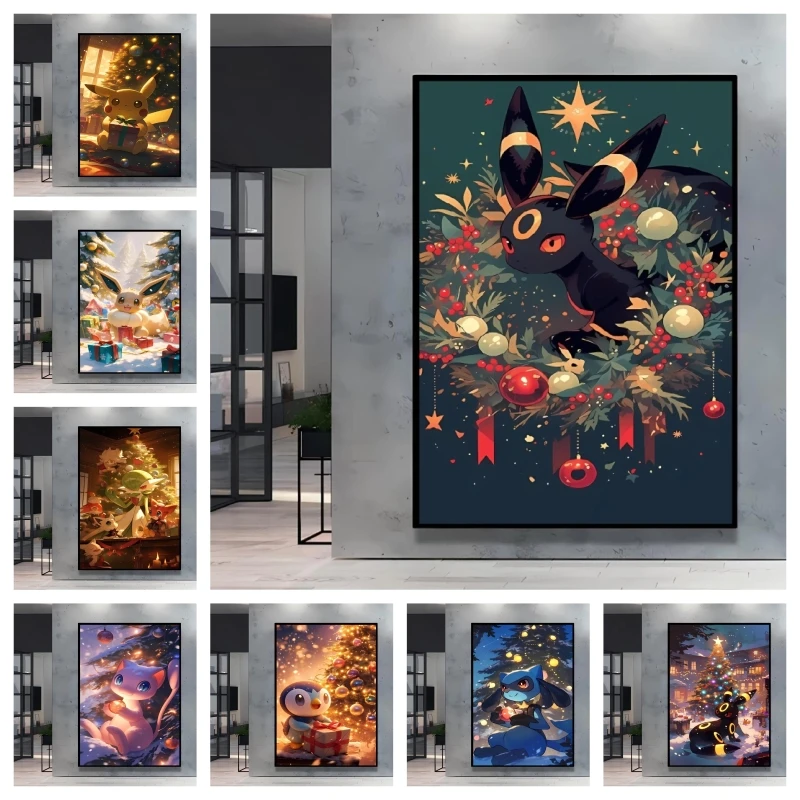 

Cute Canvas Painting Pokemon Umbreon Pikachu Poster Cartoon Characters Home Living Room Children's Bedroom Decor Holiday Gift