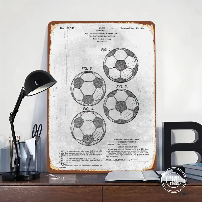 No097 Soccer Ball Printed Poster Customized Wall Art Retro Vintage Metal Tin Signs for Home Gaming Room Decoration Cozy Man Cave