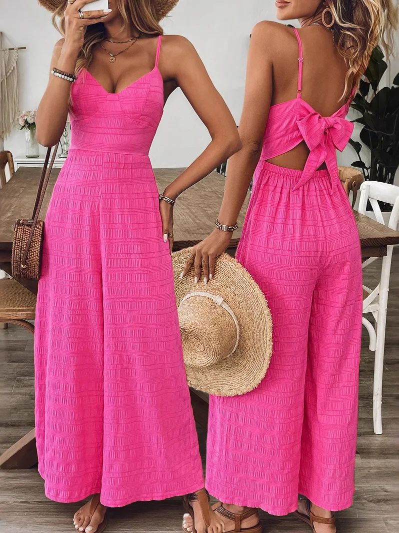 

Faionable Floral ter Wideleg Jumpsuit Women's Summer Clothing One-Piece Suit Long Pants mid Waist Other Fabric