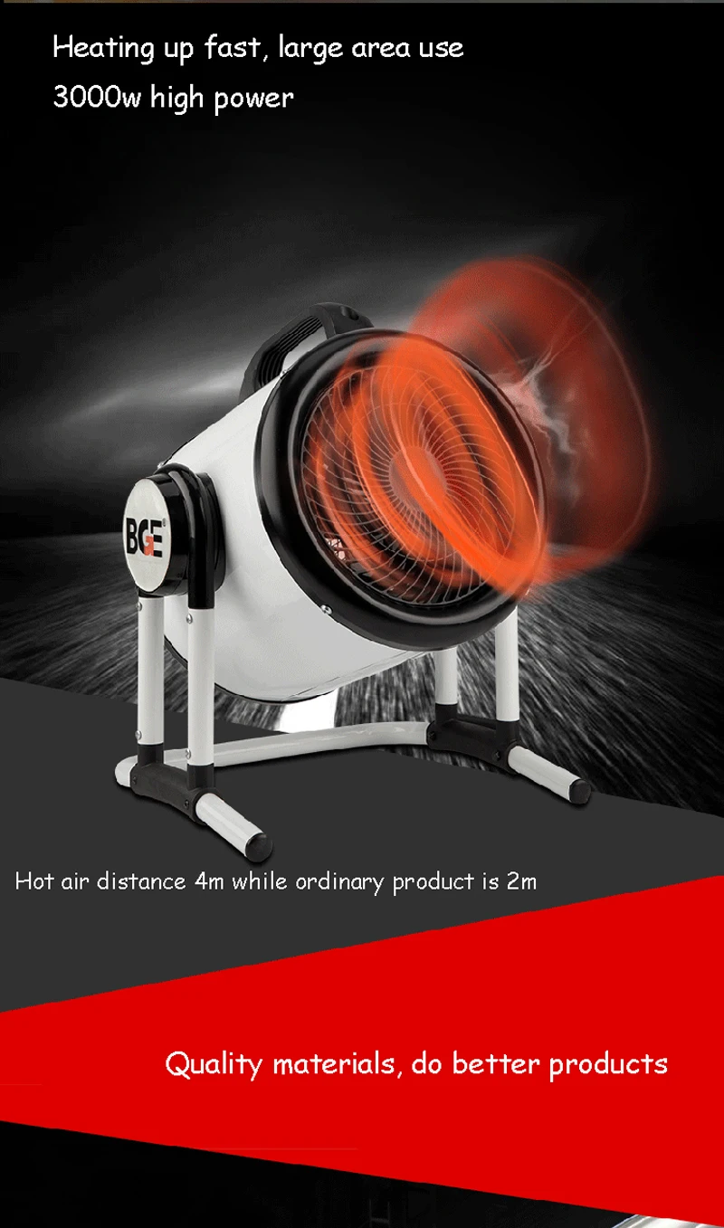 سخان كهربائي 3000 واط، منفاخ هواء عالي الطاقة، سخان هواء لمجفف الحمام، مراوح الهواء الساخن #2