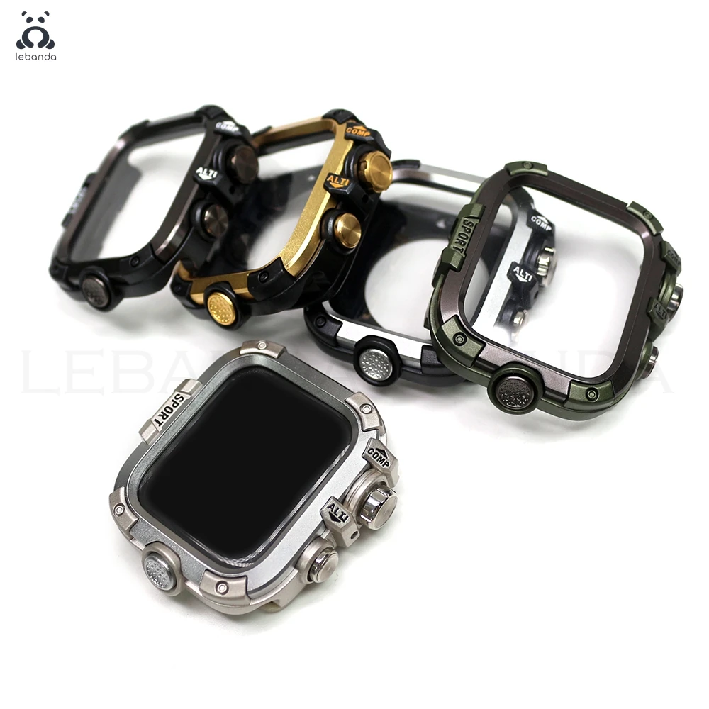 

Чехол Lebanda для Apple Watch Series 9, 8, 7, 6, жесткий бампер с защитной пленкой для экрана iWatch, водонепроницаемые аксессуары, дизайн mecha