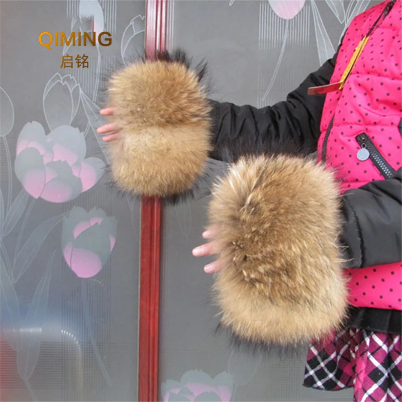 Nature Fur cuffs Oversize Real Raccoon Fur Boot Cuff Sleeves Sleeve for Women Winter Coat Downcoat Gloves arm Warmers