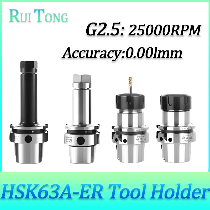 HSK63 ER دقة 0.001 HSK63A ER16 ER20 ER25 ER32 ER40 أداة حامل HSK 63A أداة حامل آلة الحفر قوس أدوات Collets