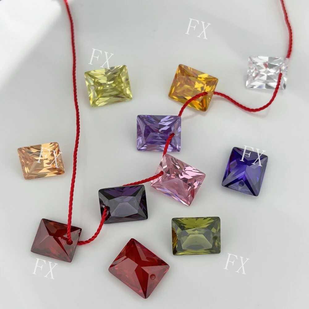 4x6~10x14mm With A Hole Rectangle multicolor Loose Cubic Zirconia Gemstone For Jewelry  Opens in a new window or tab Brand New