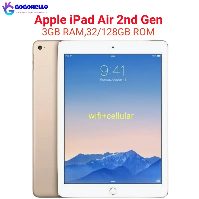 

95% New Original Apple iPad Air 2014 iPad Air 2nd Gen Wifi+Cellular 64GB ROM 2GB RAM 9.7'' iOS 8.1 IPS LCD Apple Tablet