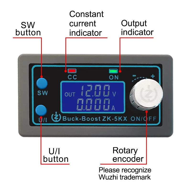 ZK-5KX DC DC Buck Boost Converter CC CV 0.6-36V 5A 5V 6V 12V 24V 80W Power Module Adjustable Regulated For arduino Board Module