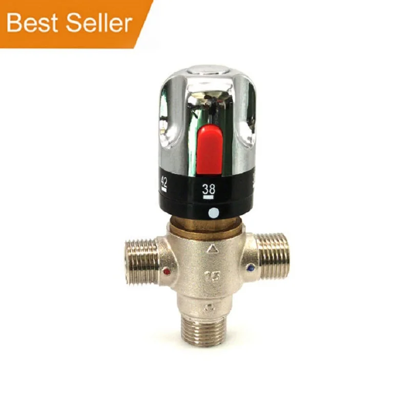 DN15 Thermostatic Water Mixing Valve, 3 Way 1/2 Inch Temperature Control Bathroom Faucet Shower Valve