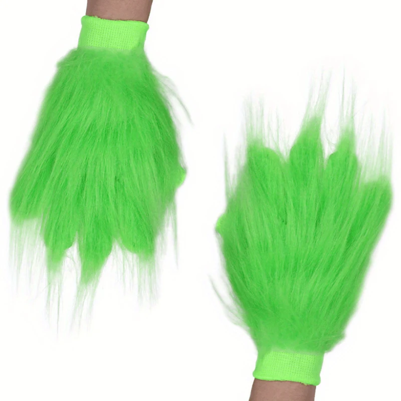 Halloween Green Gloves Funny Cosplay Stage Performance Plush Unique Party Props Supplies Halloween Cosplay Costume Accessories