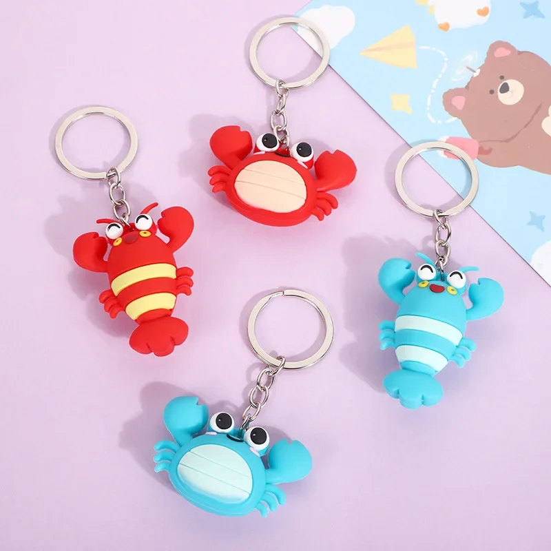 LLavero de muñeca divertido langosta roja juguetes creativos cangrejo cocido colgante cangrejo Animal Brachyura juguete colgante de dibujos animados para regalos de niños