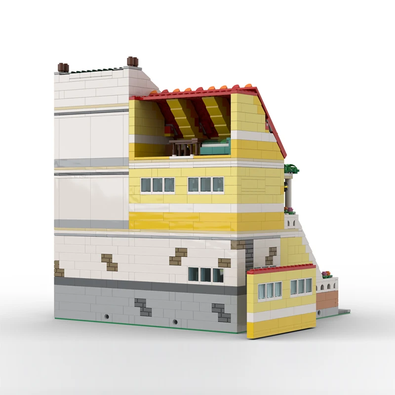 도시 스트리트 뷰 모델 MOC 빌딩 벽돌 이탈리아 레스토랑 모듈 형 기술 선물 휴일 조립 어린이 장난감 정장