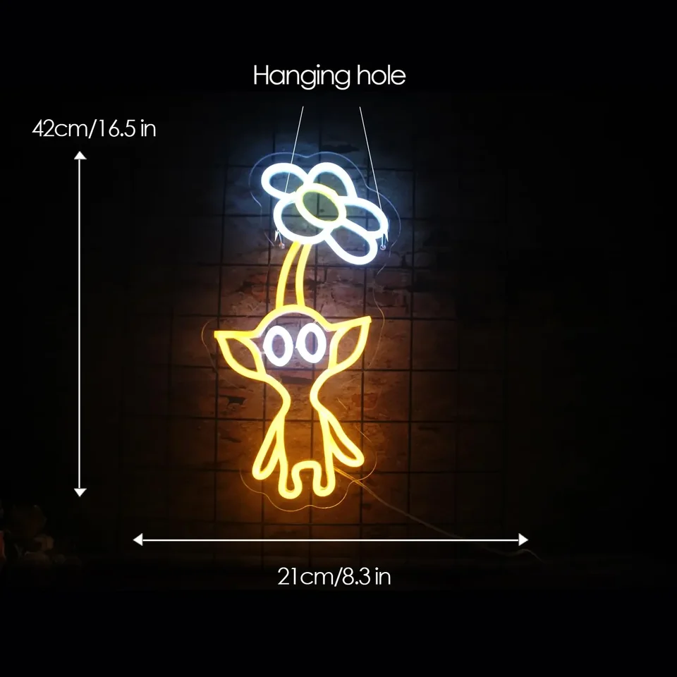 LED Neon Sign for Room Decor Neon Anime Sign Yellow Pikmin Neon
