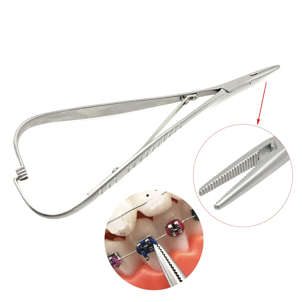 Stainless Steel Orthodontic Tool Set 5 PCS Mathieu Forceps Elastic Ligature Holder Hemostatic Pliers for Dental Braces Care