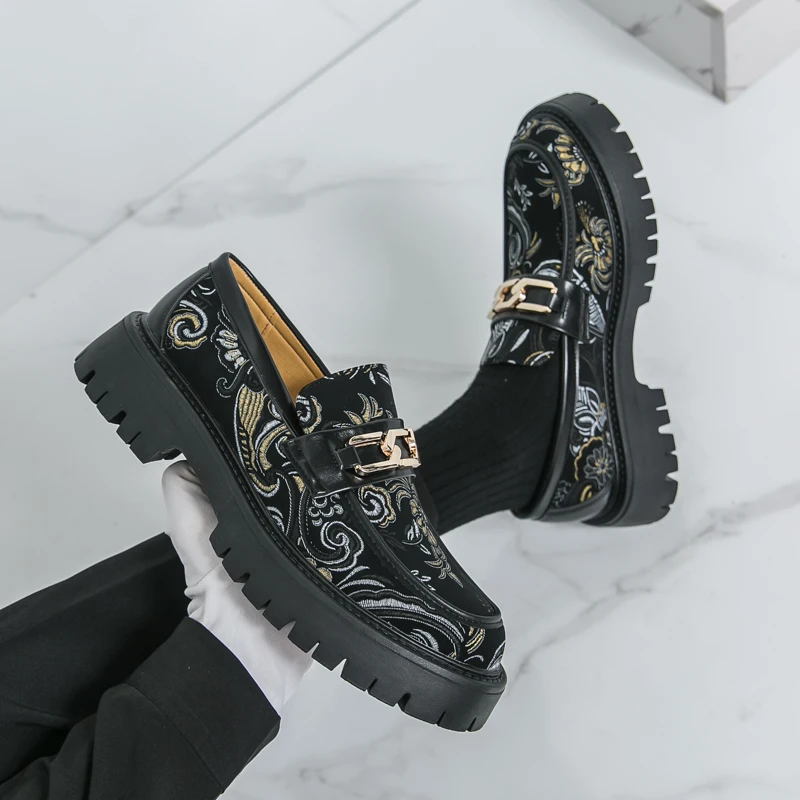 

Men's Slip on thick soled loafers Casual personalized designer style Fashion party plus size Daily shoes Handsome hairstylist