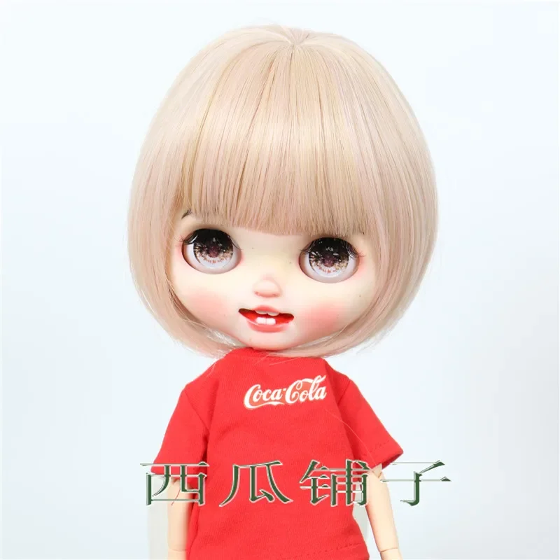 Untuk Blythe Wig boneka kecil Bobo rambut pendek koleksi rambut 25-27.5CM kepala boneka